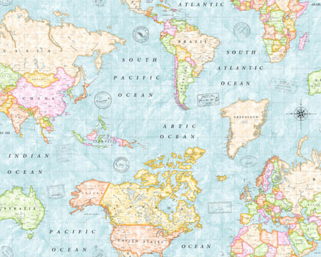 Map Mundi, abwaschbare Tischdecke mit Weltkarte, blau