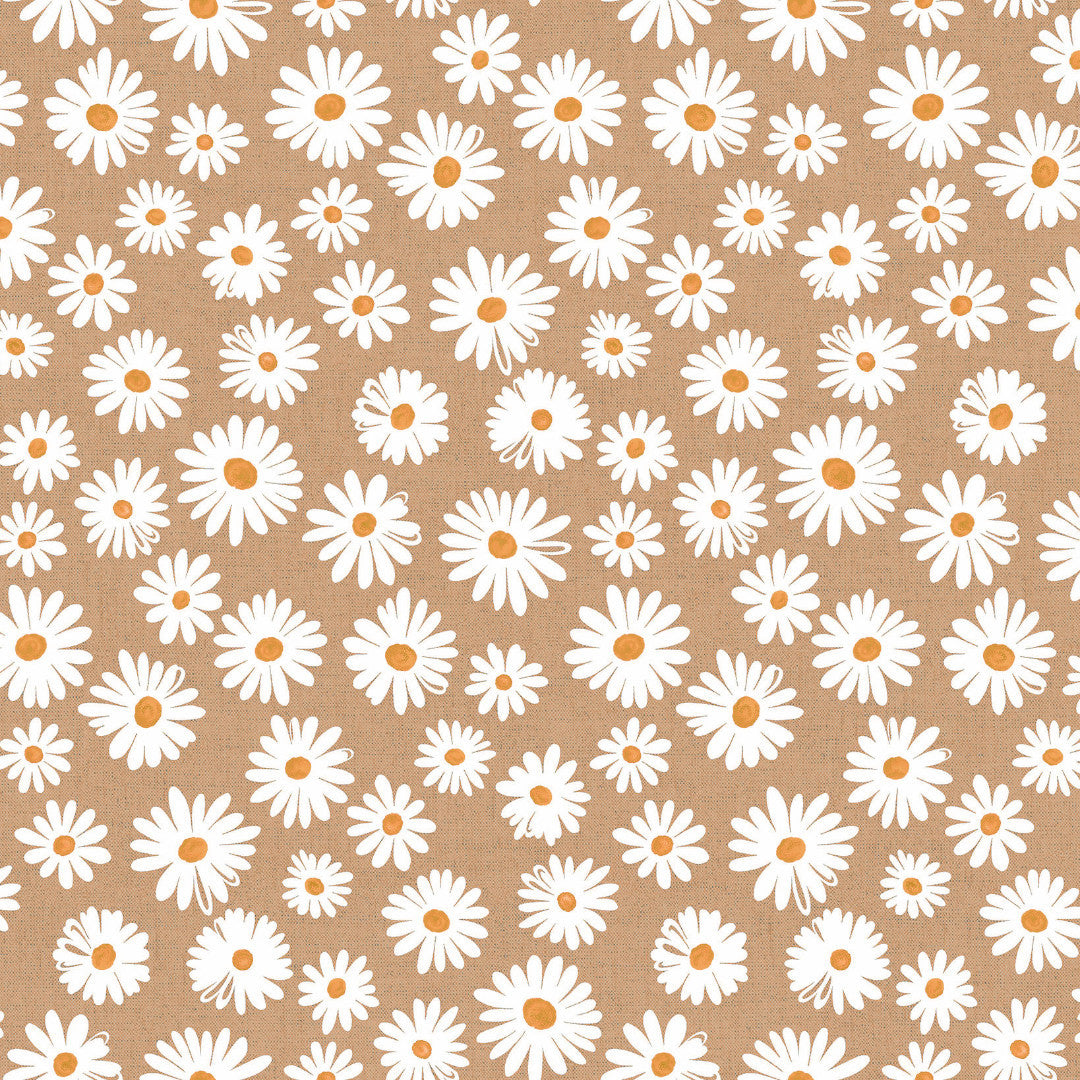 Margarita Natur – abwaschbare Tischdecke mit Margeriten und naturfarbenem Grund