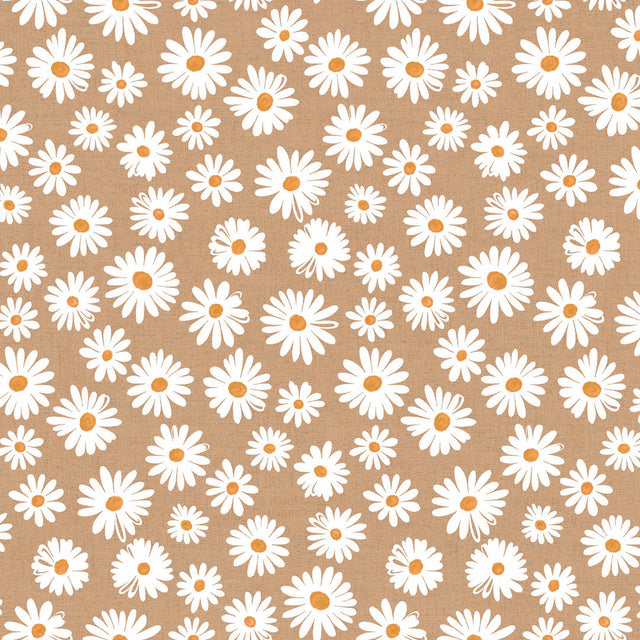 Margarita Natur – abwaschbare Tischdecke mit Margeriten und naturfarbenem Grund