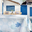 Maritim Blau – Wachstuch Tischdecke mit Muscheln und Korallen