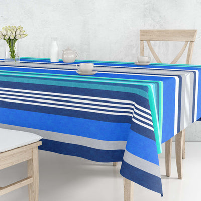 Maritim Streifen Blau - abwaschbare Tischdecke mit blauen Streifen, 160 cm