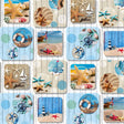 Maritim Multicolor - Wachstuch Tischdecke mit Strandmotiven