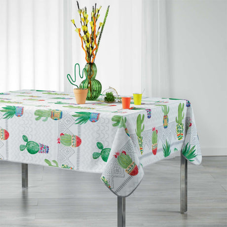 Melocactus Weiß, Tischdecke mit Fleckschutz, 150 x 240 cm
