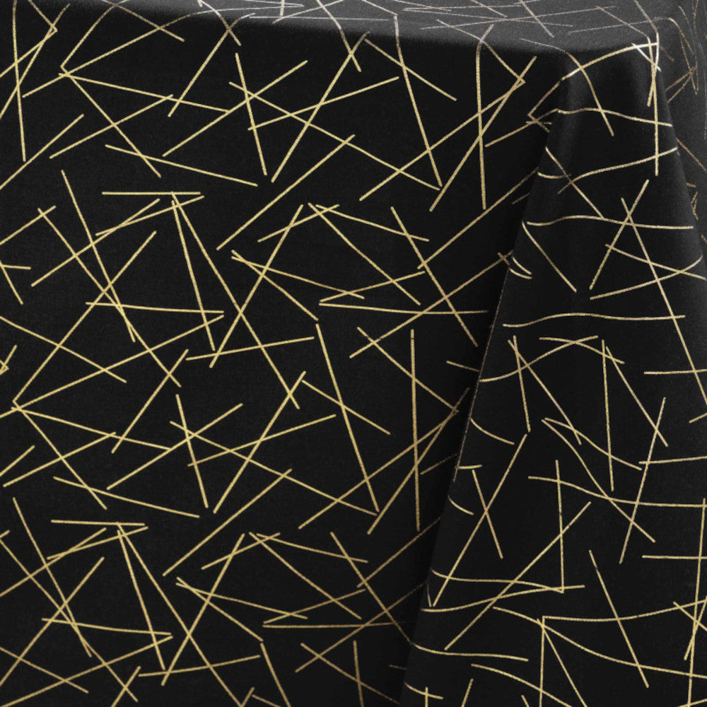 Mikado Metallic Schwarz – Rechteckige Tischdecke mit Fleckschutz, 140 x 240 cm