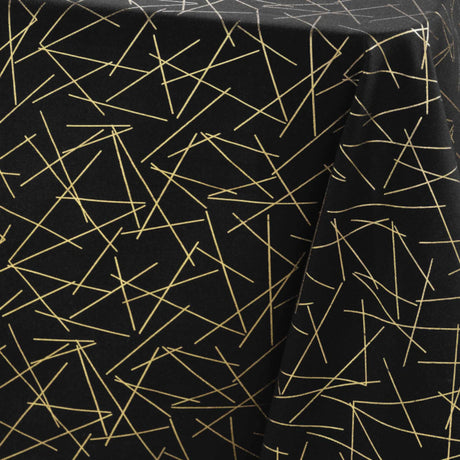 Mikado Metallic Schwarz – Rechteckige Tischdecke mit Fleckschutz, 140 x 240 cm
