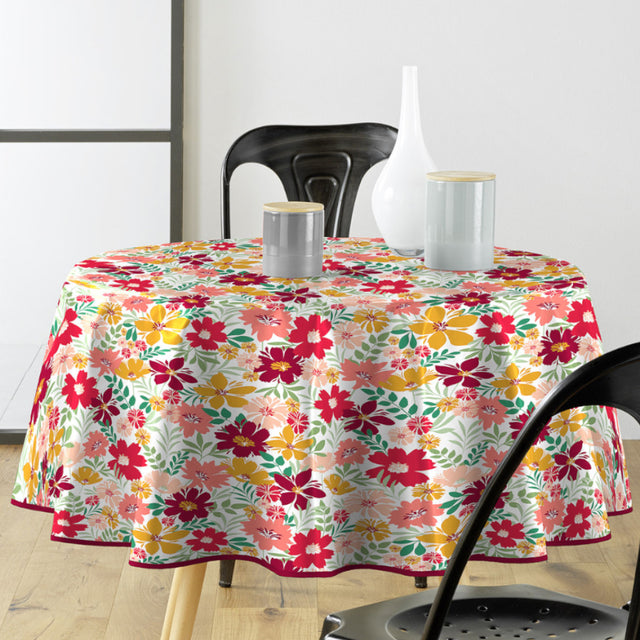 Milly - Runde Wachstuch-Tischdecke mit Blumen in frischen Farben, Ø 155 cm