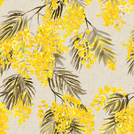 Mimosa - Abwaschbare Tischdecke mit schönen großen gelben Akazienblüten
