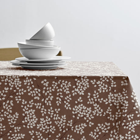 Mimosa Coffee Brown – Södahl abwaschbare Tischdecke aus 100% Baumwolle mit rutschfester Unterseite, Ecke