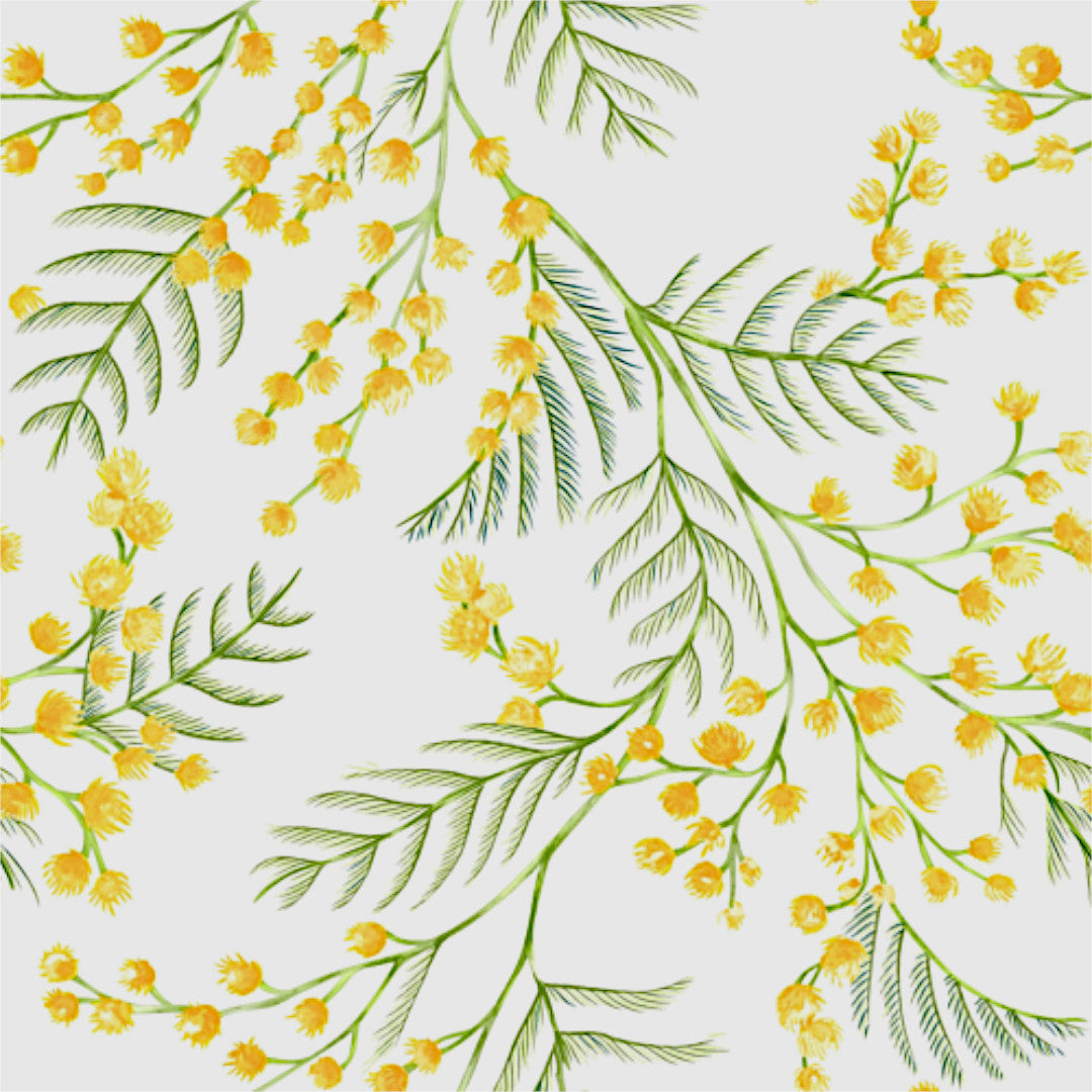 Mimosa Sunshine – abwaschbare Tischdecke mit gelben Blumen und rutschfester Unterseite