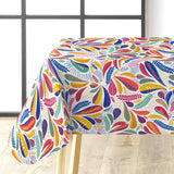 Minima Multico – Wachstuch Tischdecke mit farbenfrohem Retro-Blattmuster