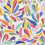 Minima Multico – Wachstuch Tischdecke mit farbenfrohem Retro-Blattmuster