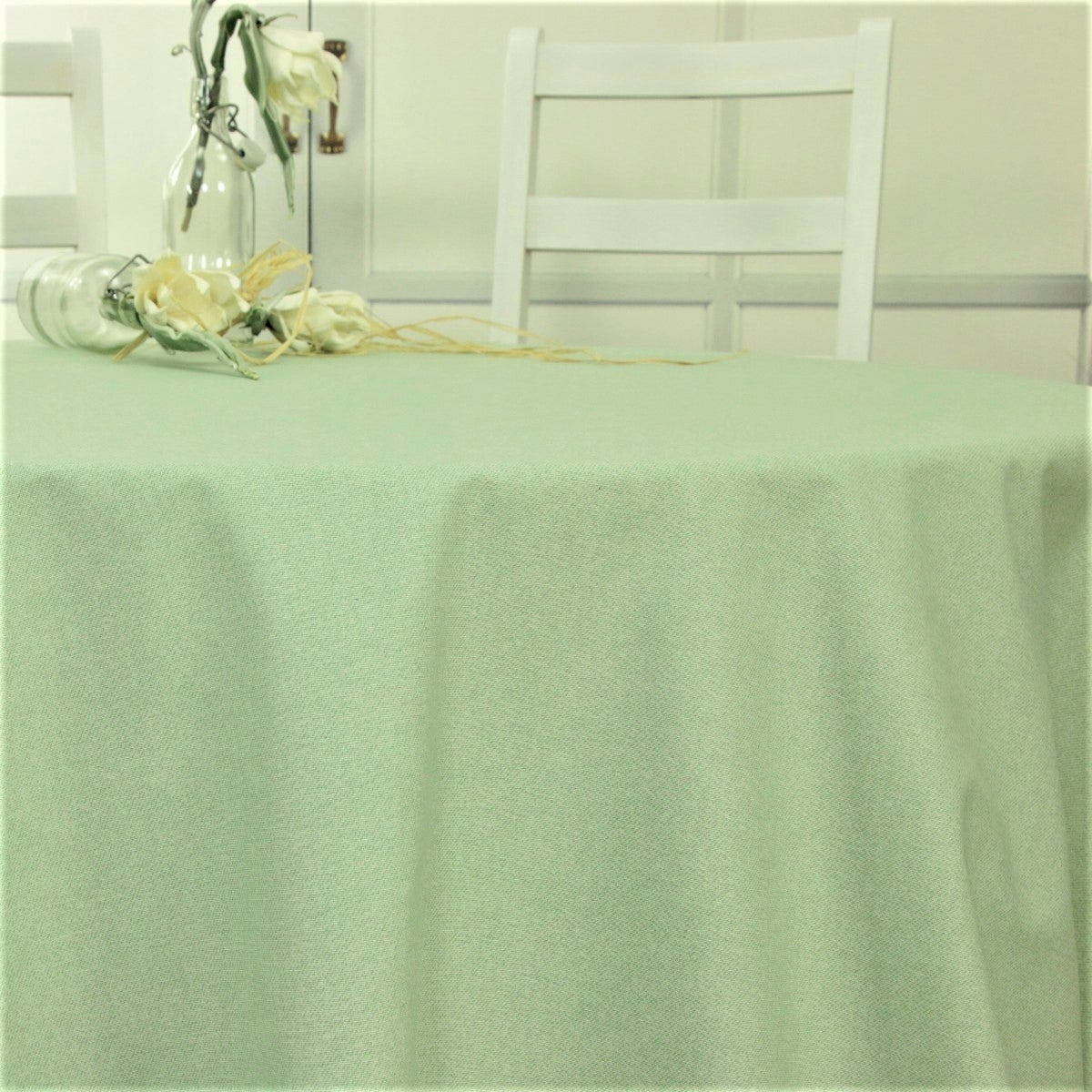 Runde einfarbige abwaschbare Tischdecke Mint – Dali 180 cm breit
