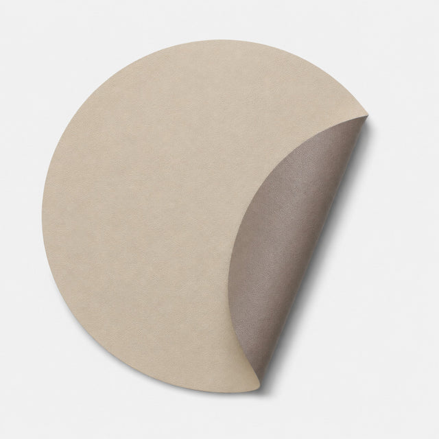 Moon rundes Tischset aus Kunstleder – Beige/Sand – Ø38 cm