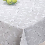 Moulette Natur - Abwaschbare Tischdecke mit Vögeln auf schönem naturfarbenem Hintergrund - 155 cm breit