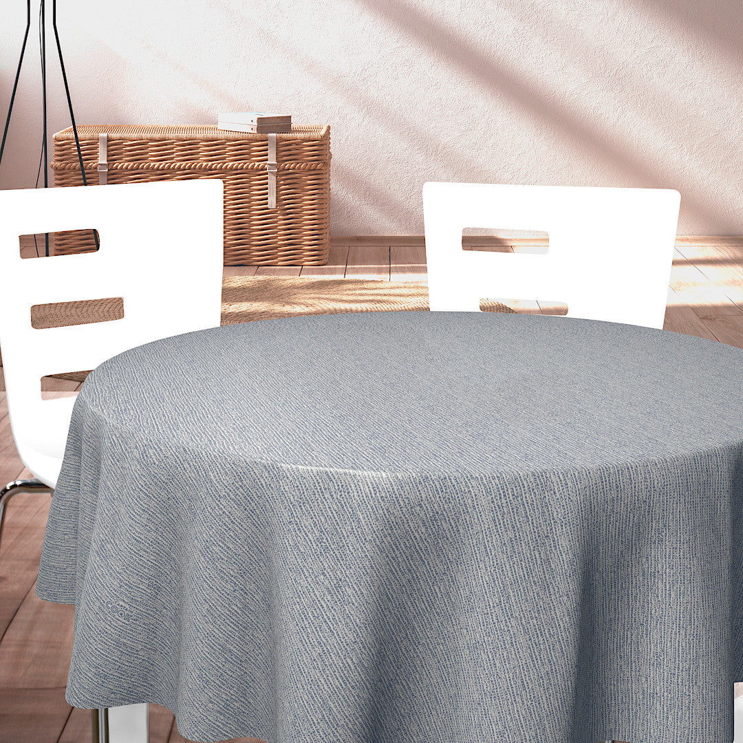 Namaste Denim – 160 cm Runde Wachstuch-Tischdecke in zeitlosem Design