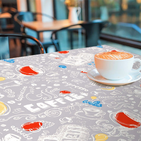 New day Grau – Runde Wachstischdecke mit Gummizug – für Tisch Ø 60–130 cm