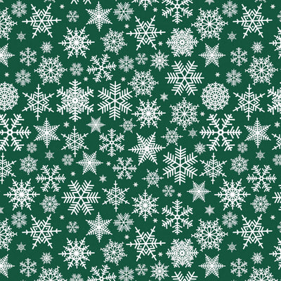 Nieve Grün – Abwaschbare Weihnachtstischdecke mit den schönsten weißen Schneekristallen