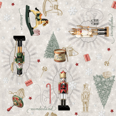 Der Nussknacker – Wachstuch Tischdecke für Weihnachten, Weihnachtsbaum, Trommel, Schaukelpferd