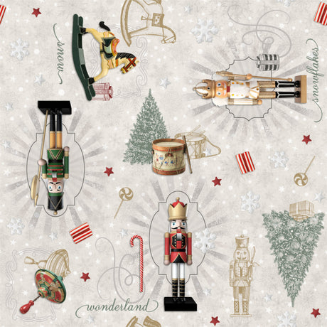 Der Nussknacker – Wachstuch Tischdecke für Weihnachten, Weihnachtsbaum, Trommel, Schaukelpferd