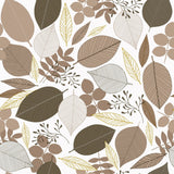 Nordisk Skov - Wachstuch Tischdecke mit Blattmotiv in Beige- und Goldnuancen