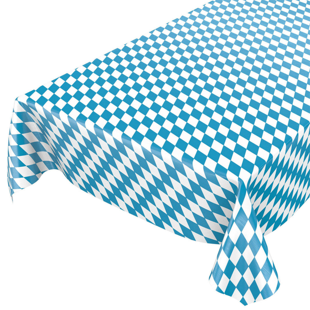 Oktoberfest Wachstuch Tischdecke Bayerische Raute, klassisches blau-weißes Harlekin-Karo