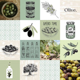Olive – Wachstuch Tischdecke mit Oliven und Olivenöl