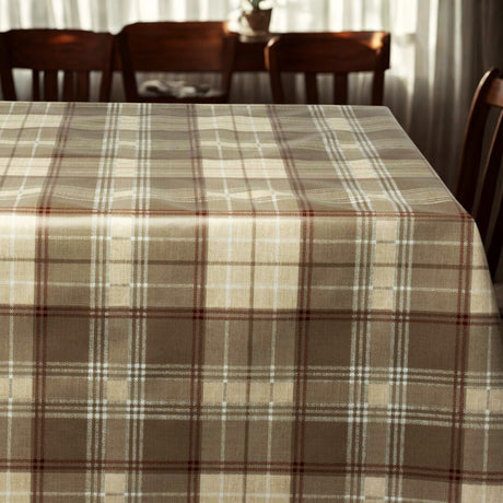Oxford Braun – extra breite Wachstuch Tischdecke mit Karomuster 160 cm