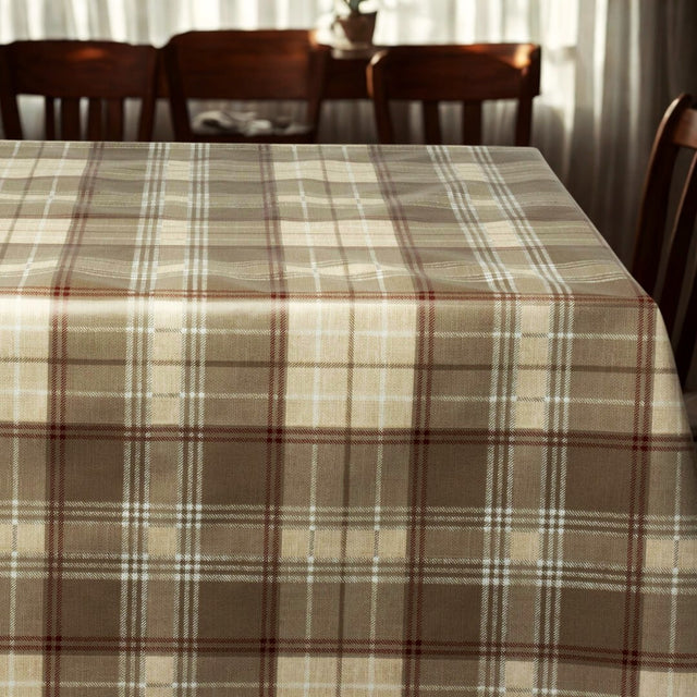 Oxford Braun – extra breite Wachstuch Tischdecke mit Karomuster 160 cm