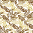 Palmenblätter Beige - Weiße Wachstuch Tischdecke mit Palmenblättern
