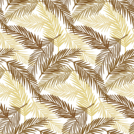 Palmenblätter Beige - Weiße Wachstuch Tischdecke mit Palmenblättern