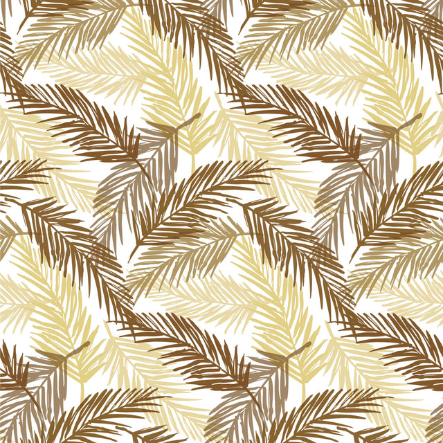 Palmenblätter Beige - Weiße Wachstuch Tischdecke mit Palmenblättern