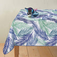 Palmblätter Blau – blau-weiße Wachstuch Tischdecke mit Palmblättern