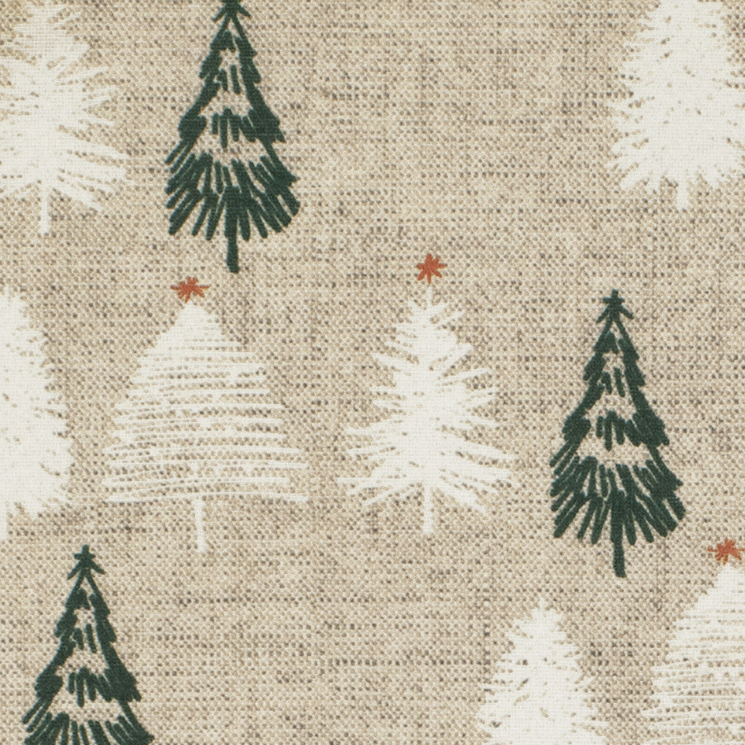 Muster, Pau Natur - Abwaschbare Weihnachtstischdecke in Leinenoptik mit Weihnachtsbäumen