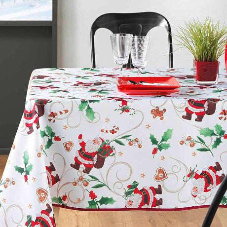 Pere Noel White 150 x 300 cm – rechteckige Weihnachtstischdecke