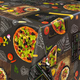 Mums Pizza – Wachstuch Tischdecke mit Belag und Beilagen, leicht geprägte Oberfläche