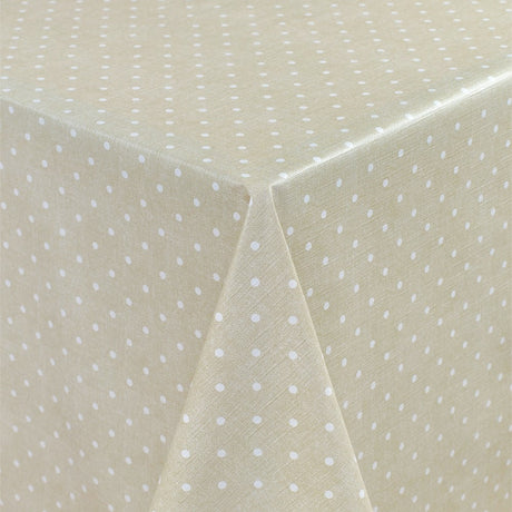 Polka-Dots auf beigem Grund – Runde Wachstischdecke mit Gummizug – Muster