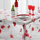 Pobbyly - Tischfolie transparent mit Mohnblumen und Schmetterlingen, Ecke