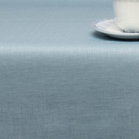Einfarbige abwaschbare Tischdecke aus 100% Leinen - 140 cm breit - Hellblau