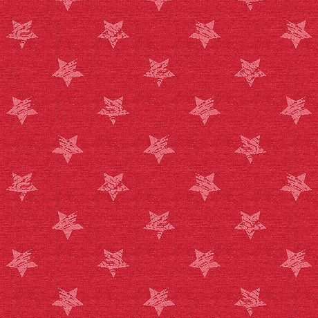 Red Uni Stars – Schöne rote jacquardgewebte abwaschbare Weihnachtstischdecke mit Sternen