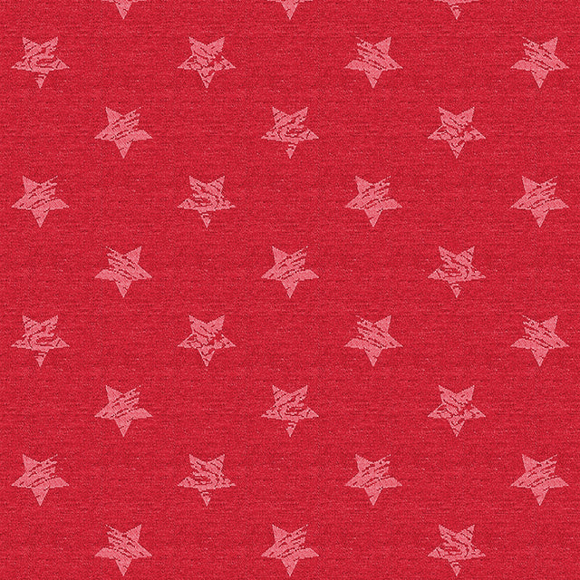 Red Uni Stars – Schöne rote jacquardgewebte abwaschbare Weihnachtstischdecke mit Sternen