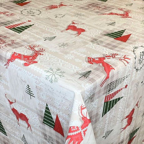Rentier Skandinavien – Wachstuch Tischdecke für Weihnachten mit schöner geprägter Oberfläche