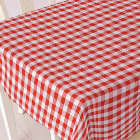 Rot-weiß karierte Wachstuch Tischdecke, 140 cm breit