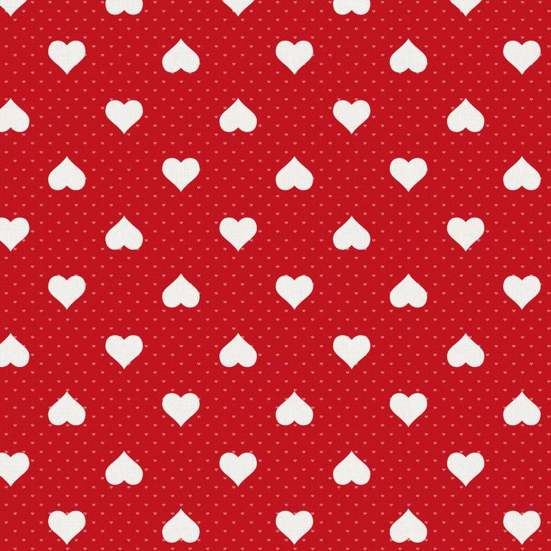 Romance, Wachstuch Tischdecke in Rot mit weißen Herzen
