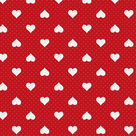 Romance, Wachstuch Tischdecke in Rot mit weißen Herzen