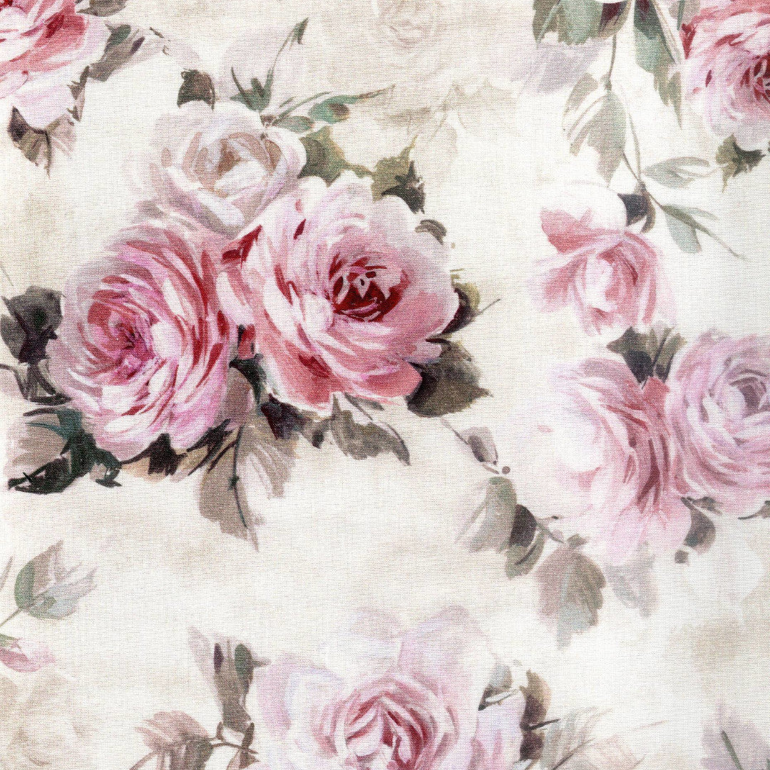 Rose Antiche Bianco – Abwaschbare Tischdecke mit schönen Rosen