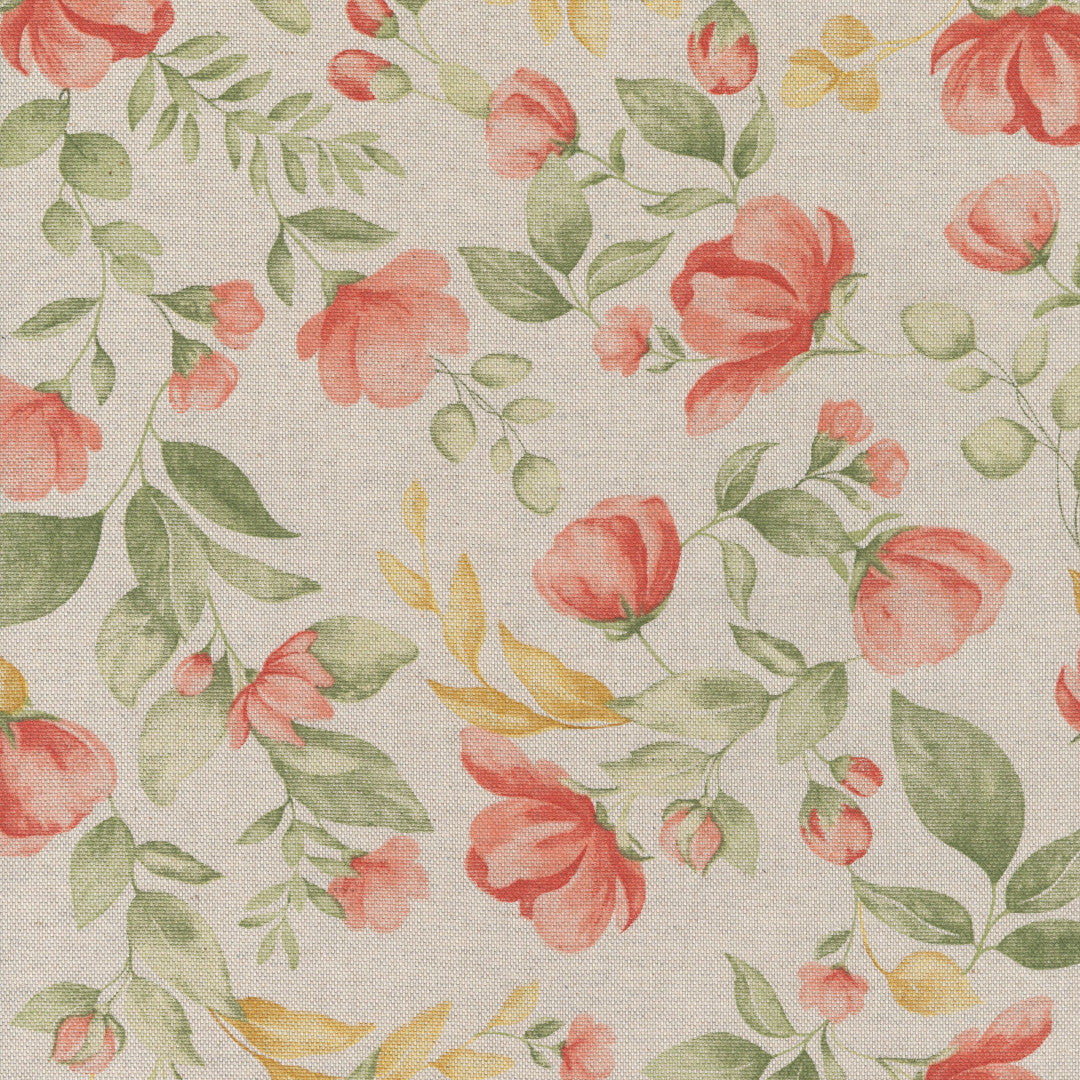 Roselia – Abwaschbare Tischdecke in Leinenoptik mit romantischen Blumen