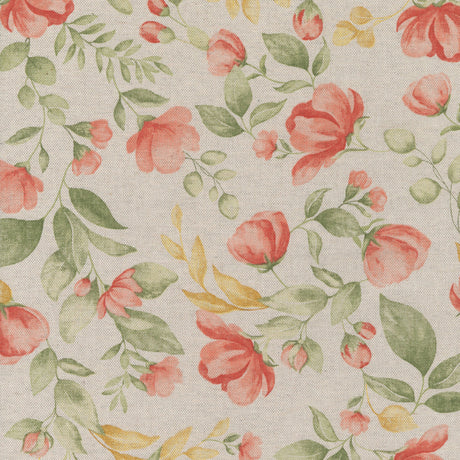 Roselia – Abwaschbare Tischdecke in Leinenoptik mit romantischen Blumen