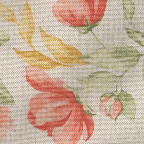 Roselia – Abwaschbare Tischdecke in Leinenoptik mit romantischen Blumen, Nahaufnahme
