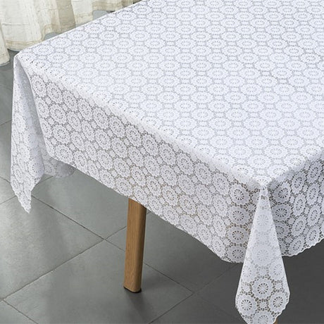 Wachstuch Tischdecke Rosetta in Spitzenoptik mit Rosetten und Blumen