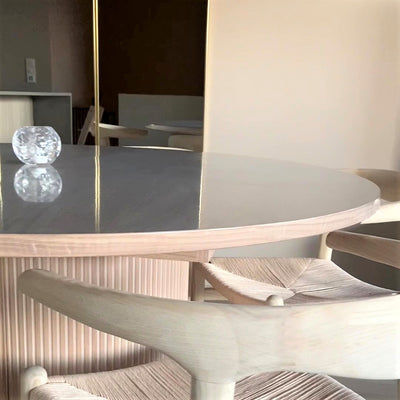 Runde transparente Tischfolie mit Gummizug - Wohnzimmer